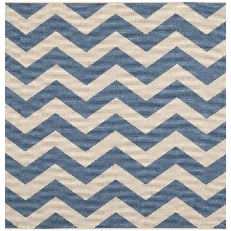 Pemberly Row Contemporary Blue Indoor Outdoor Square 4' Rug for Any Room