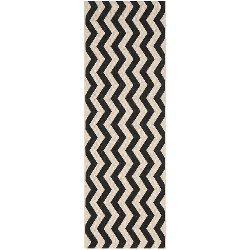 Pemberly Row Black Indoor Outdoor Runner Rug 2'3