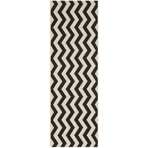 Pemberly Row Black Indoor Outdoor Runner Rug 2'3&quot x 8' for Any Space