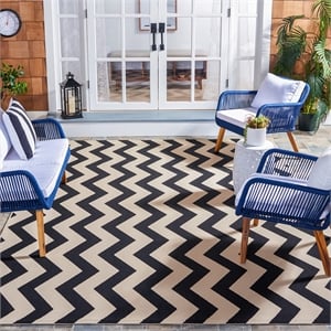Pemberly Row Black Indoor Outdoor Square 8' Rug for Any Room