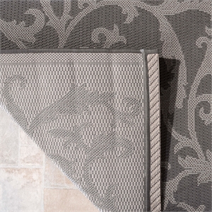 Pemberly Row Anthracite Indoor Outdoor Area Rug 9' x 12' for Home