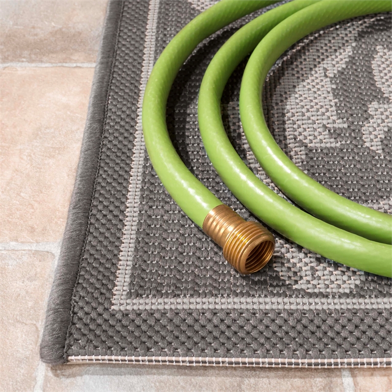 Pemberly Row Anthracite Indoor Outdoor Area Rug 9' x 12' for Home