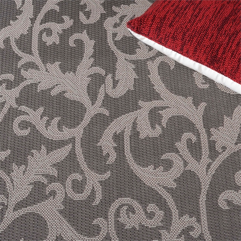 Pemberly Row Anthracite Indoor Outdoor Area Rug 9' x 12' for Home