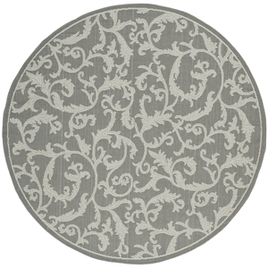 Pemberly Row Anthracite Indoor Outdoor Round 6'7&quot Rug for Home Decor