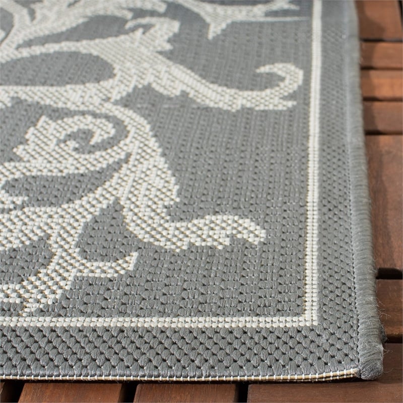 Pemberly Row Anthracite Indoor Outdoor Runner Rug 2'3