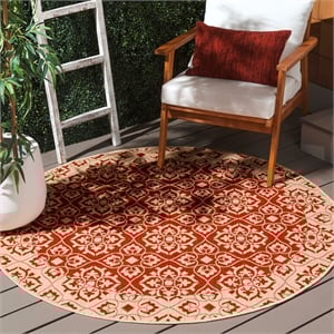 Pemberly Row Red Indoor Outdoor Round 7'10&quot Rug for Home Decor