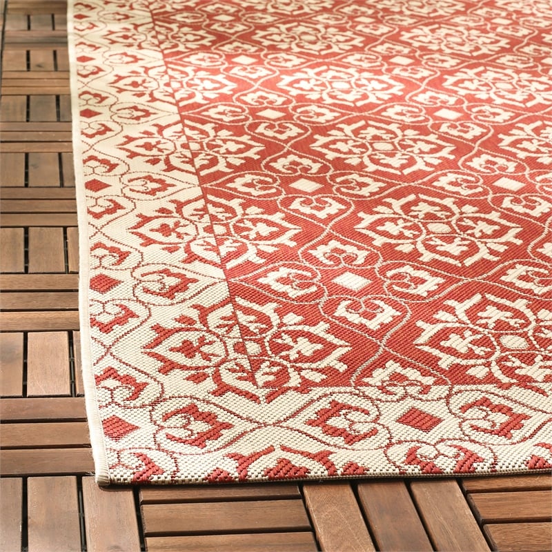 Pemberly Row Contemporary Indoor Outdoor Runner Rug in Red - 2'3