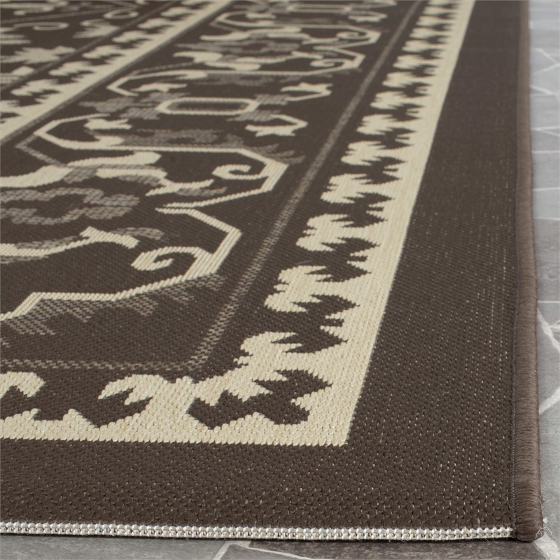 Pemberly Row Contemporary Indoor Outdoor Rug in Chocolate - 2' x 3'7