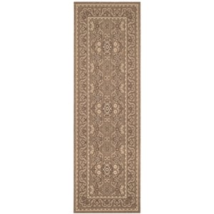 Pemberly Row Indoor Outdoor Runner Rug in Chocolate - 2'7&quot x 8'2&quot