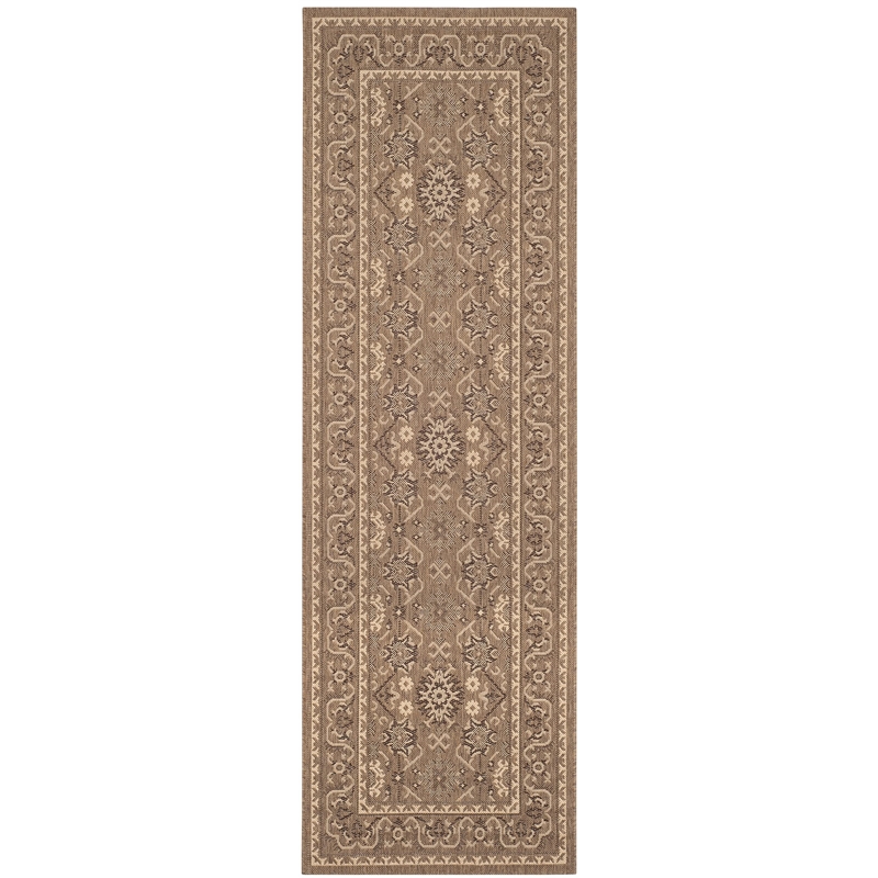 Pemberly Row Indoor Outdoor Runner Rug in Chocolate - 2'7