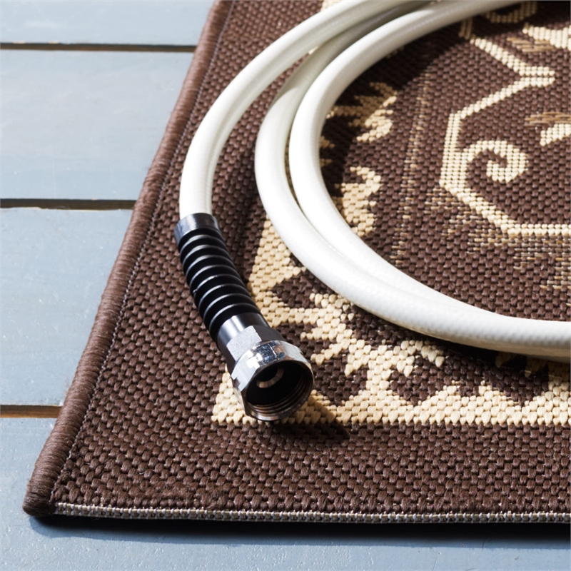 Pemberly Row Indoor Outdoor Runner Rug in Chocolate - 2'7