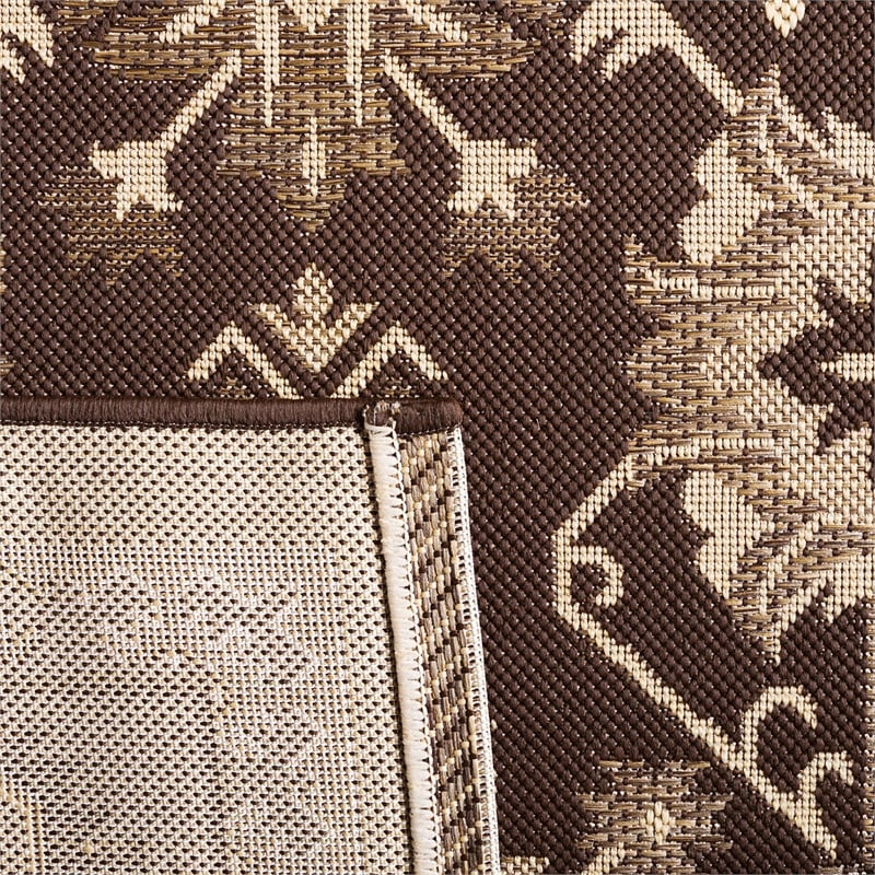 Pemberly Row Indoor Outdoor Runner Rug in Chocolate - 2'7