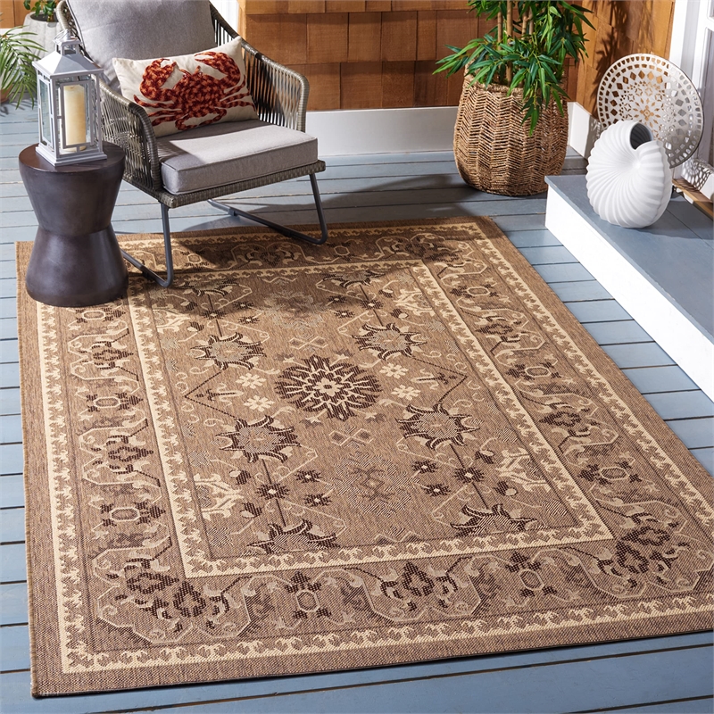 Pemberly Row Contemporary Indoor Outdoor Rug in Brown - 2'7