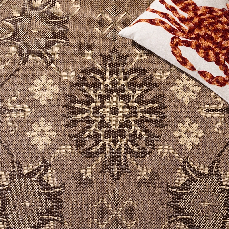 Pemberly Row Contemporary Indoor Outdoor Rug in Brown - 2'7