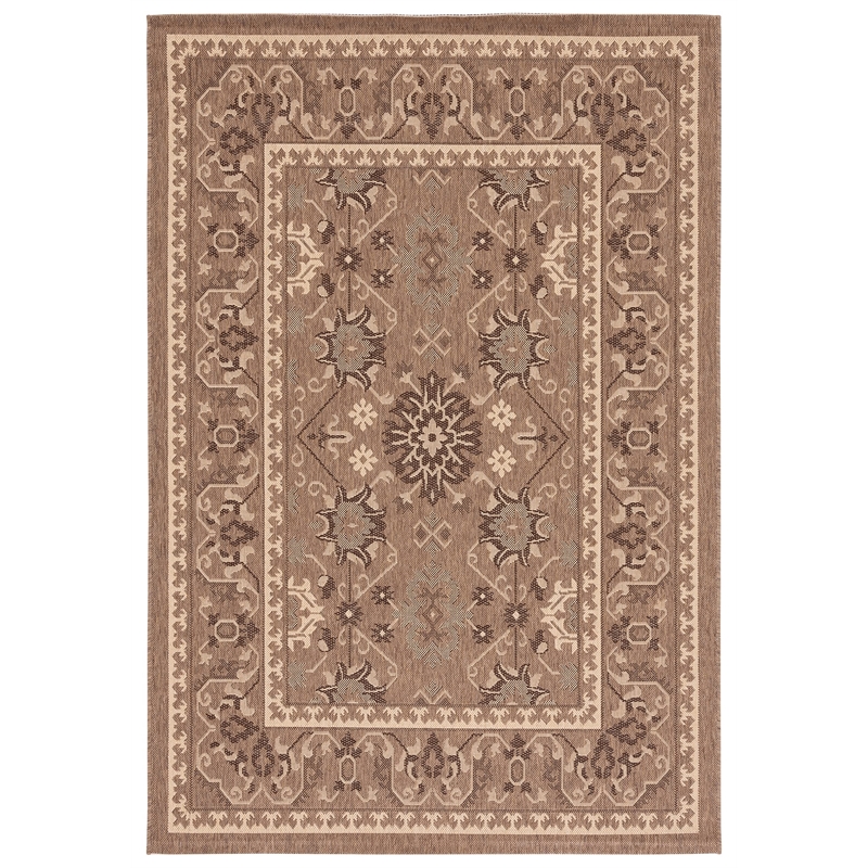 Pemberly Row Contemporary Indoor Outdoor Area Rug in Brown - 5'3