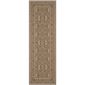 Pemberly Row Indoor Outdoor Runner Rug in Brown - 2'7&quot x 8'2&quot