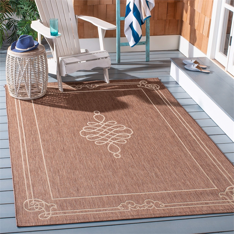 Pemberly Row Indoor Outdoor Area Rug in Chocolate - 4' x 5'7