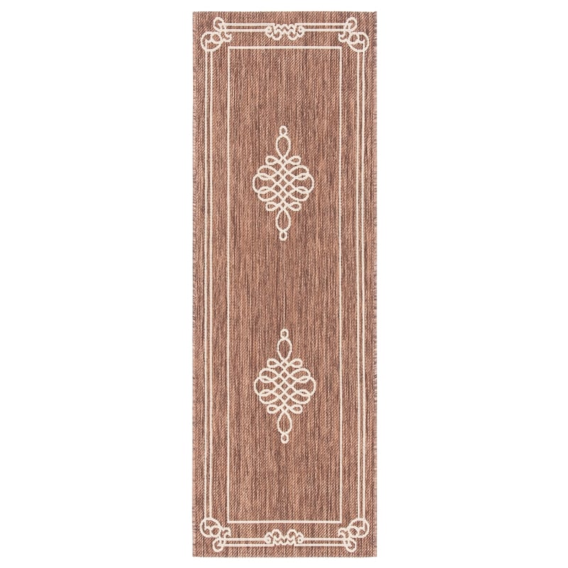 Pemberly Row Indoor Outdoor Runner Rug in Chocolate - 2'3