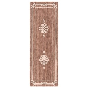 Pemberly Row Indoor Outdoor Runner Rug in Chocolate - 2'3&quot x 6'7&quot