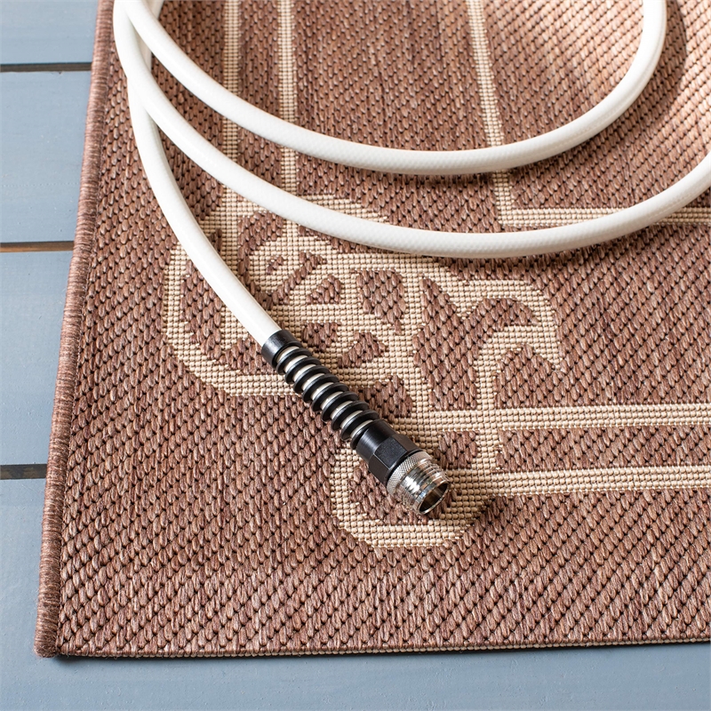 Pemberly Row Indoor Outdoor Runner Rug in Chocolate - 2'3