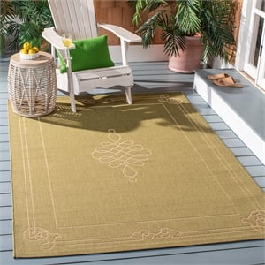 Pemberly Row Contemporary Indoor Outdoor Area Rug in Green - 4' x 5'7&quot