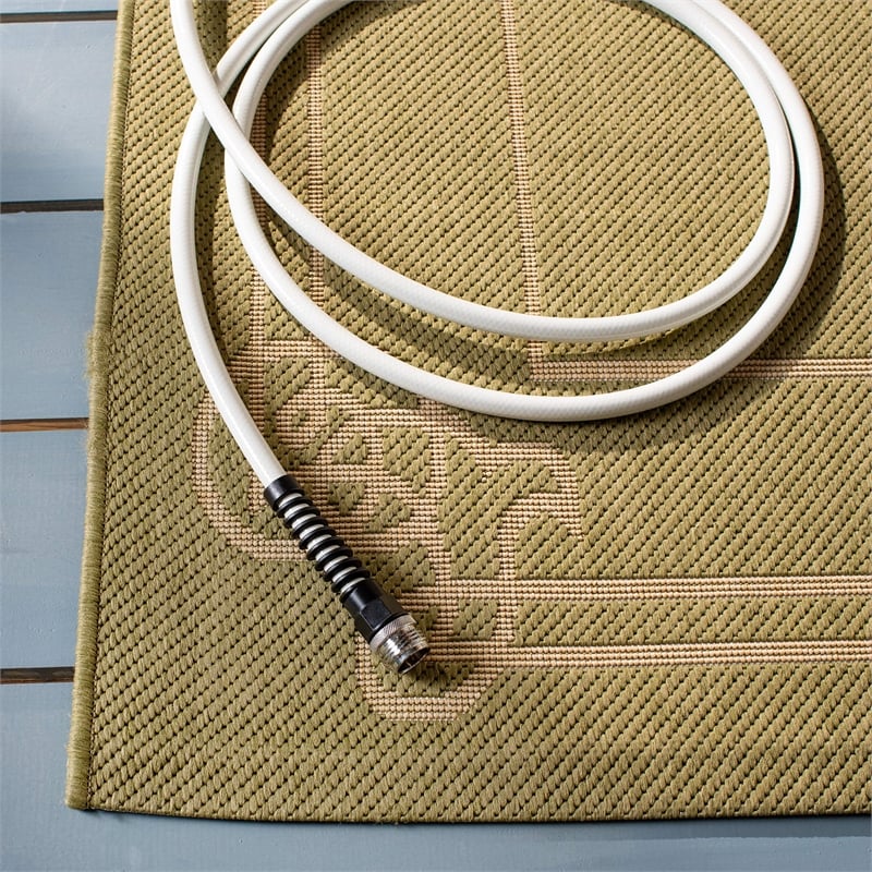 Pemberly Row Contemporary Indoor Outdoor Area Rug in Green - 4' x 5'7