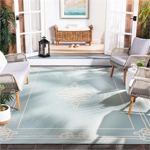 Pemberly Row Contemporary Indoor Outdoor Area Rug in Aqua - 6'7&quot x 9'6&quot