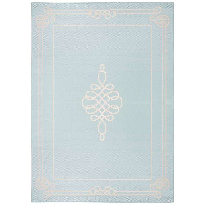 Pemberly Row Contemporary Indoor Outdoor Area Rug in Aqua - 6'7