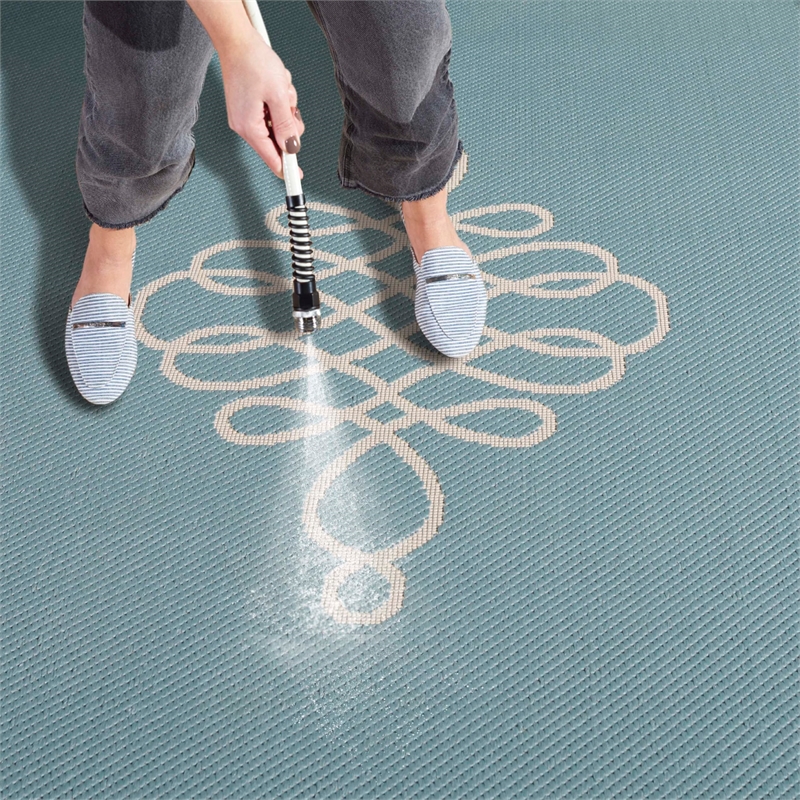 Pemberly Row Contemporary Indoor Outdoor Area Rug in Aqua - 6'7