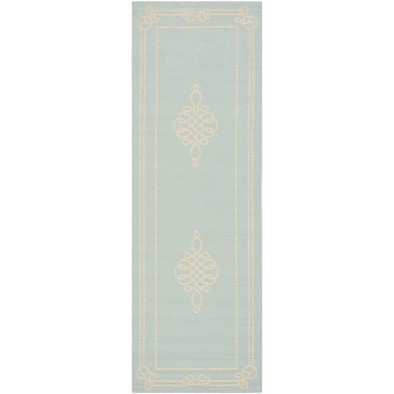 Pemberly Row Indoor Outdoor Runner Rug in Aqua - 2'3
