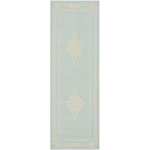 Pemberly Row Indoor Outdoor Runner Rug in Aqua - 2'3&quot x 6'7&quot