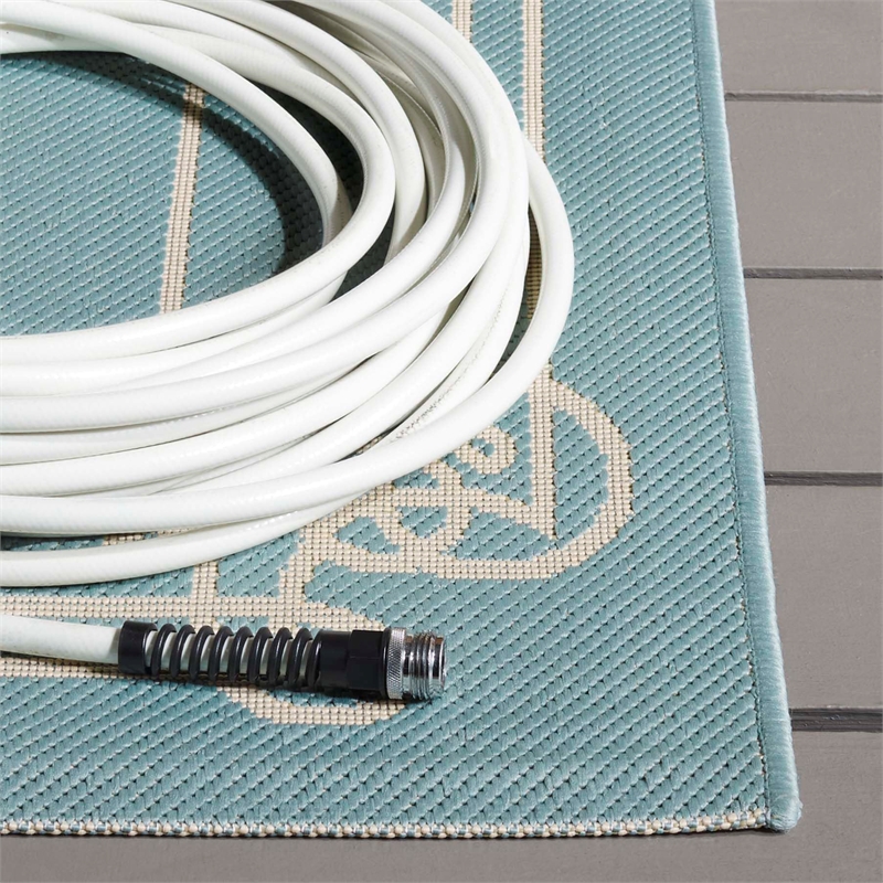 Pemberly Row Contemporary Indoor Outdoor Runner Rug in Aqua - 2'7