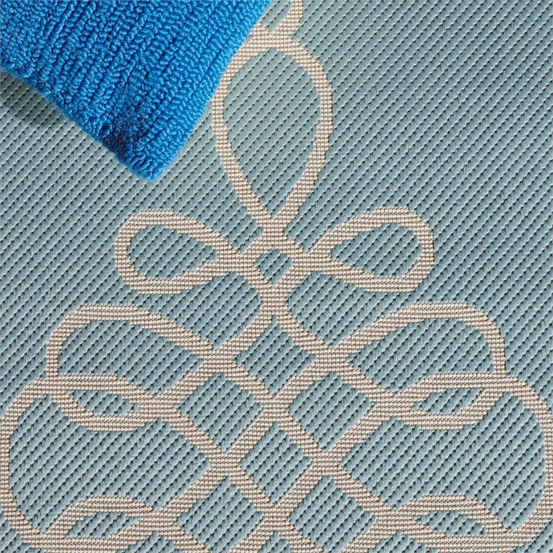 Pemberly Row Contemporary Indoor Outdoor Runner Rug in Aqua - 2'7