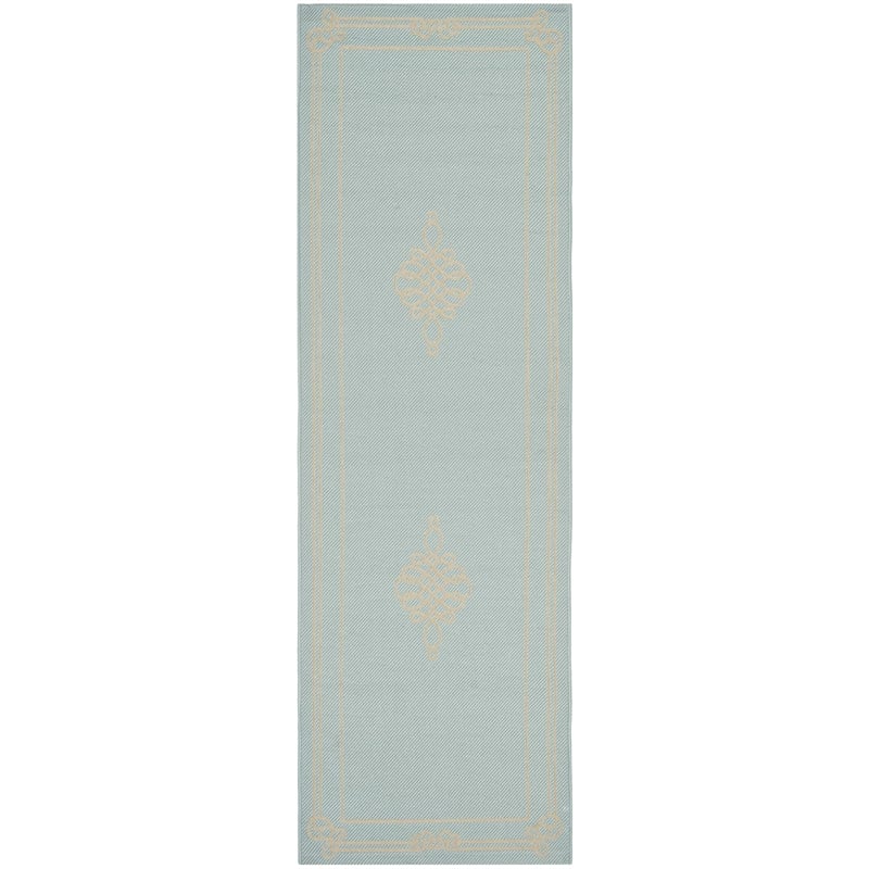 Pemberly Row Indoor Outdoor Runner Rug in Aqua - 2'7