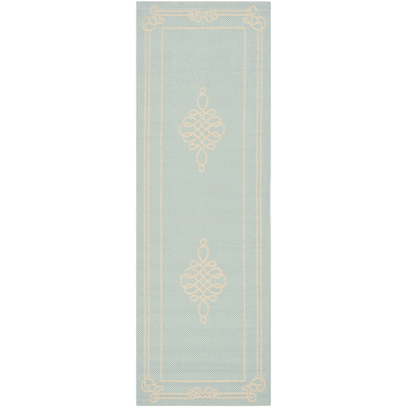 Pemberly Row Indoor Outdoor Runner Rug in Aqua - 2'7