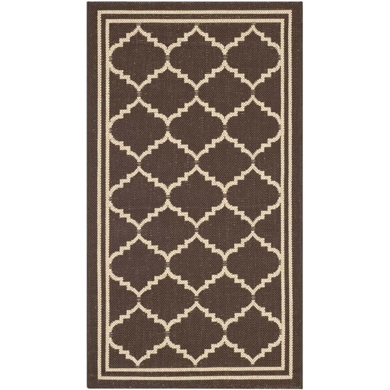 Pemberly Row Contemporary Indoor Outdoor Rug in Chocolate - 2'7