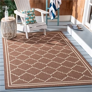 Pemberly Row Contemporary Indoor Outdoor Rug in Chocolate - 4' x 5'7&quot