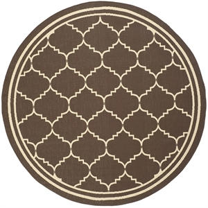 Pemberly Row Contemporary Indoor Outdoor Round Rug in Chocolate - 6'7&quot