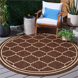 Pemberly Row Contemporary Indoor Outdoor Round Rug in Chocolate - 6'7&quot