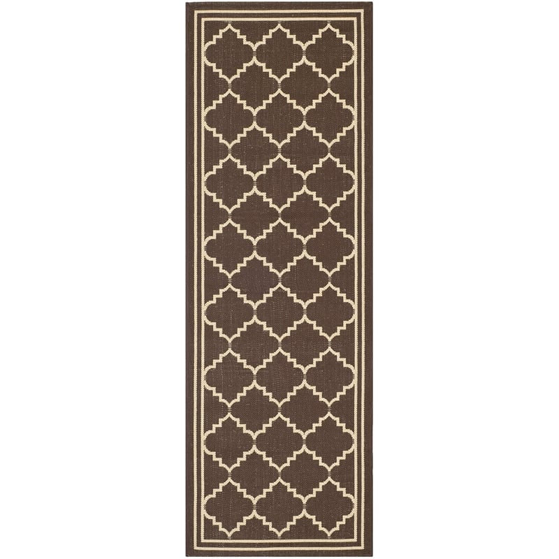 Pemberly Row Indoor Outdoor Runner Rug in Chocolate - 2'3
