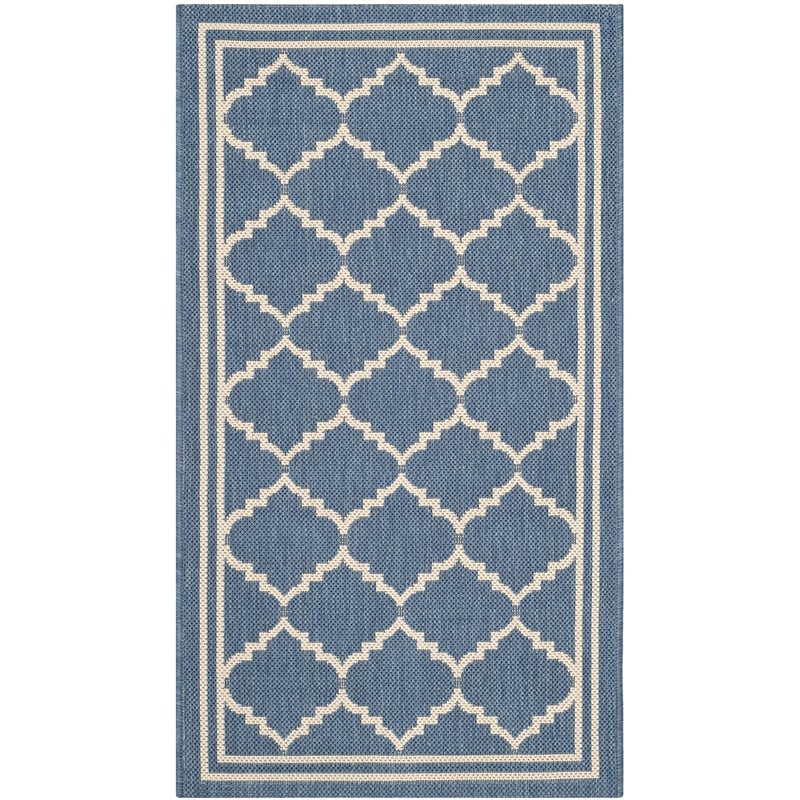 Pemberly Row Contemporary Indoor Outdoor Accent Rug in Blue - 2' x 3'7