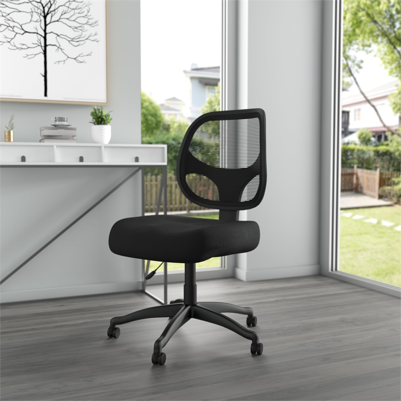 Pemberly Row Commercial Grade Mesh Task Chair with Lumbar Support in Black