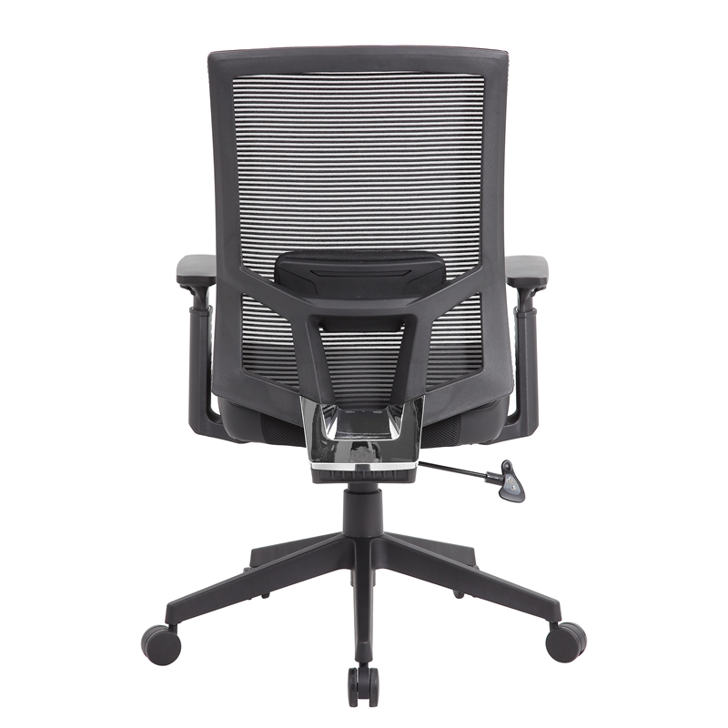 Pemberly Row Mesh Back Vinyl Task Chair with Synchro-Tilt in Black
