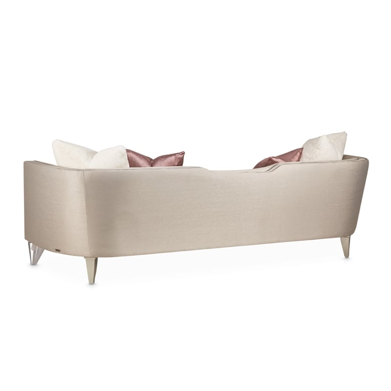 Pemberly Row Contemporary Linea Sofa in Metallic/Silver Mist