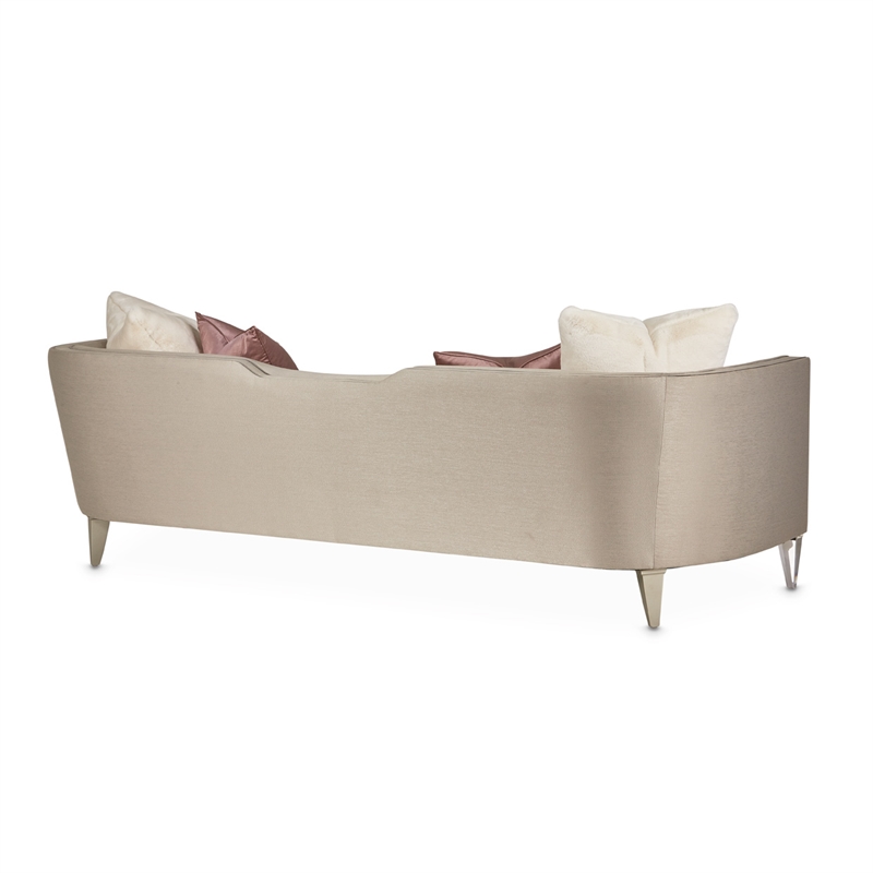 Pemberly Row Contemporary Linea Sofa in Metallic/Silver Mist