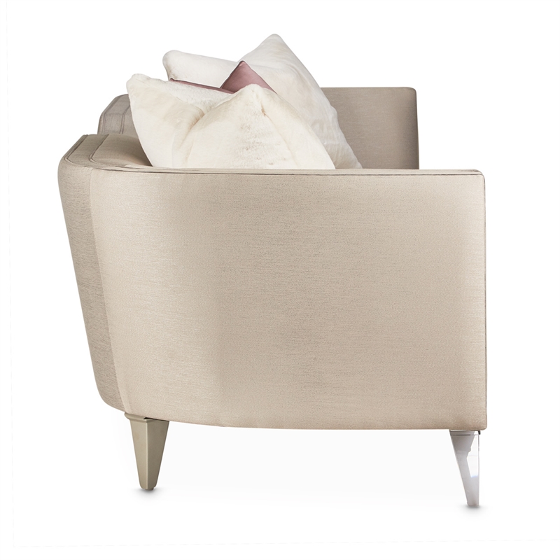 Pemberly Row Contemporary Linea Sofa in Metallic/Silver Mist