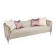 Pemberly Row Contemporary Linea Sofa in Metallic/Silver Mist