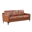 Pemberly Row Stationary Sofa in Brown Faux Leather Upholstery