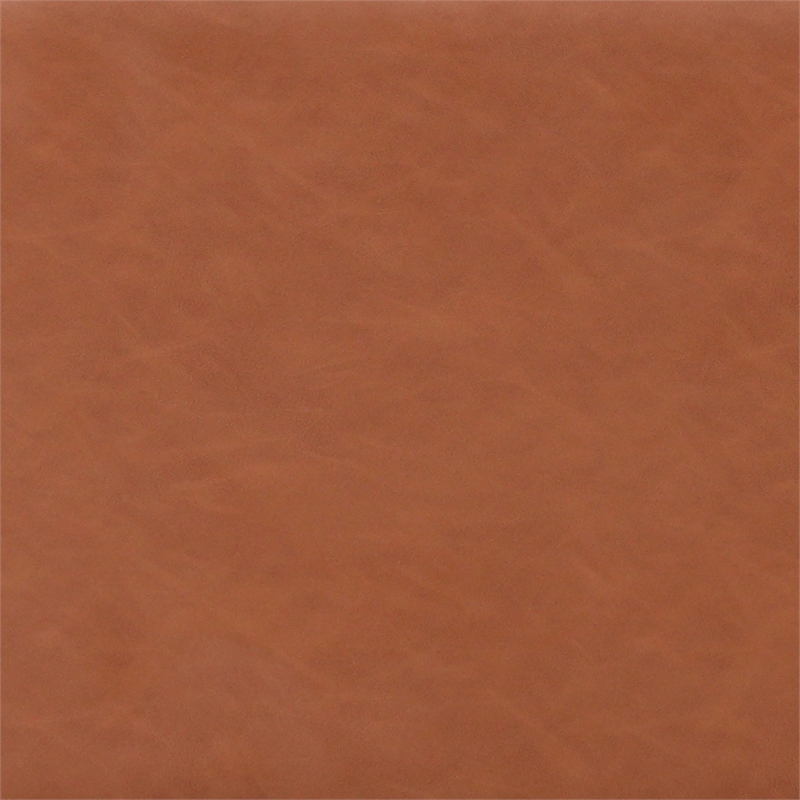 Pemberly Row Stationary Sofa in Brown Faux Leather Upholstery