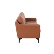 Pemberly Row Stationary Loveseat in Brown Faux Leather Upholstery